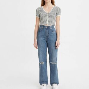 Levi's High Waisted Straight Leg Distressed Jeans Size 31